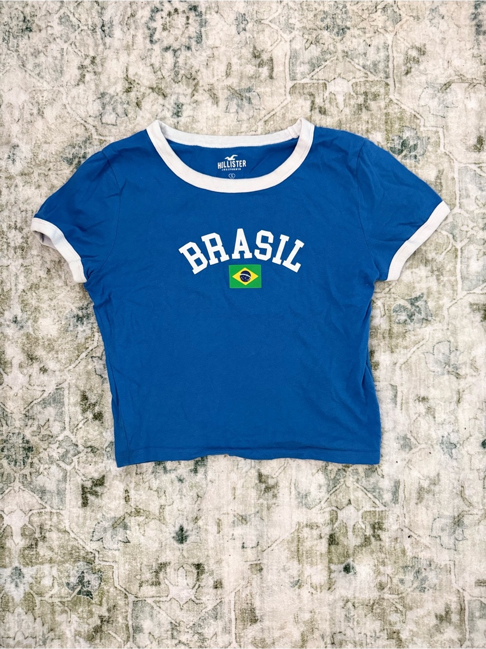 Hollister Royal Blue Brasil Ringer Tee with White Trim